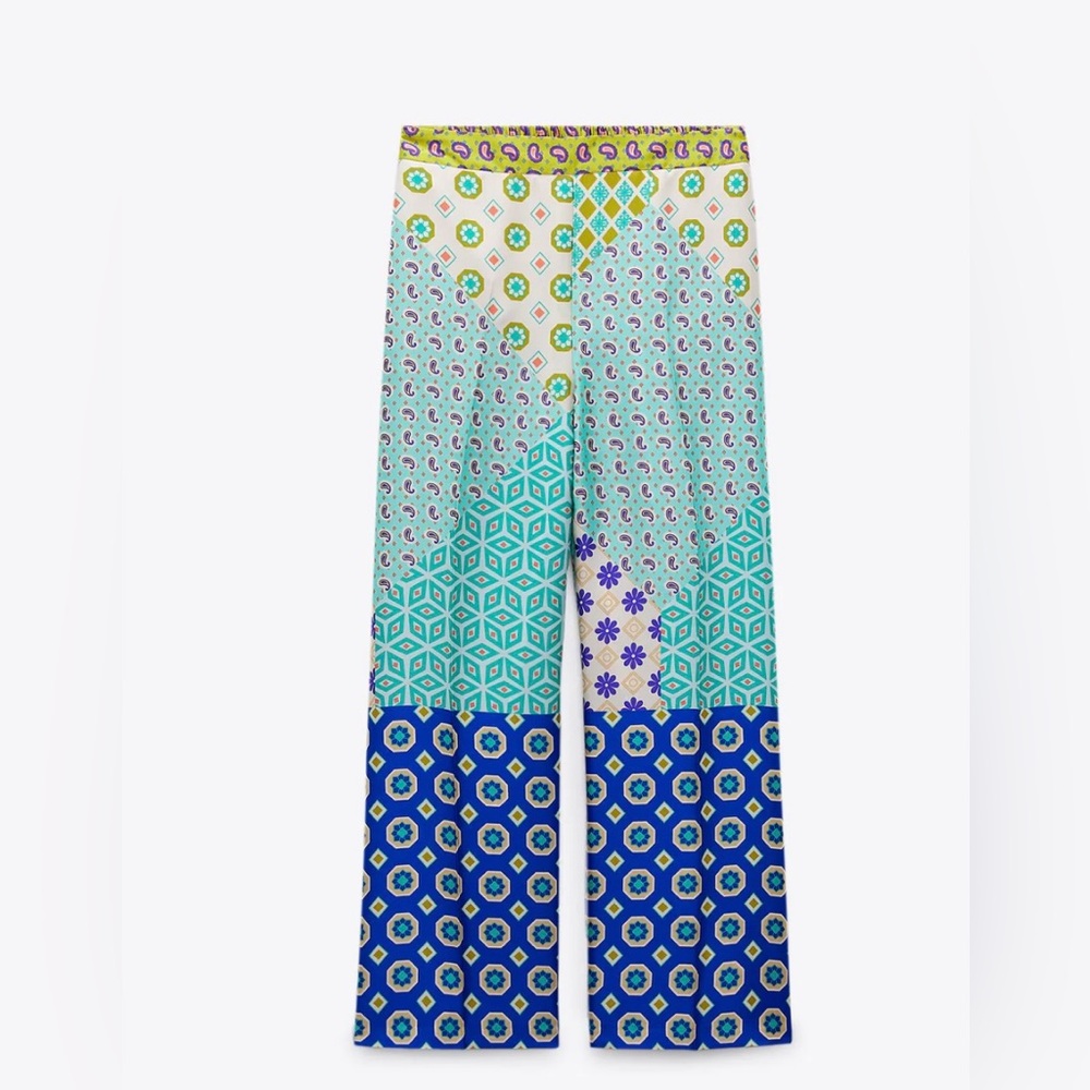 Zara patchwork print cropped Pants